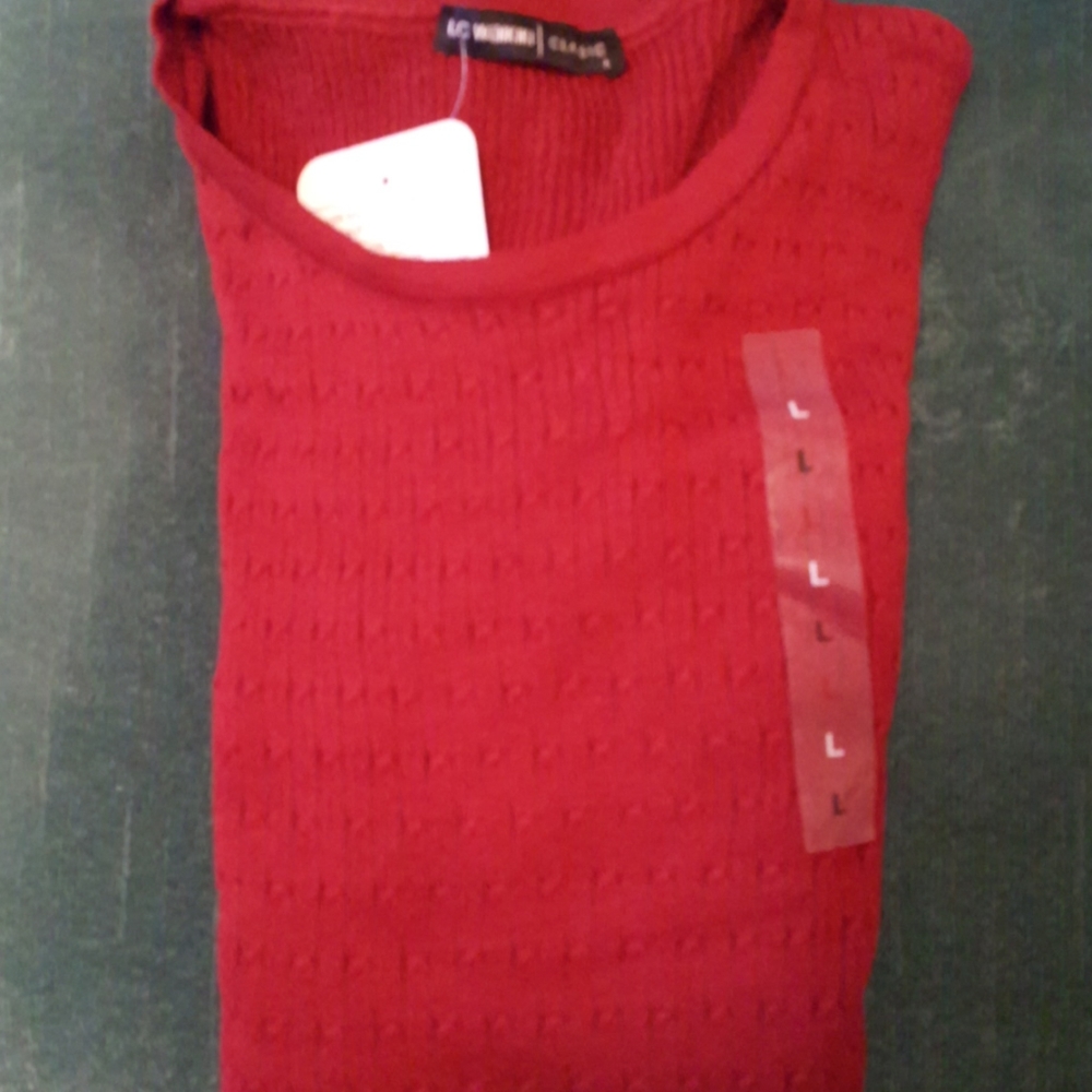 Classic red long sleeved acrylic cotton sweater